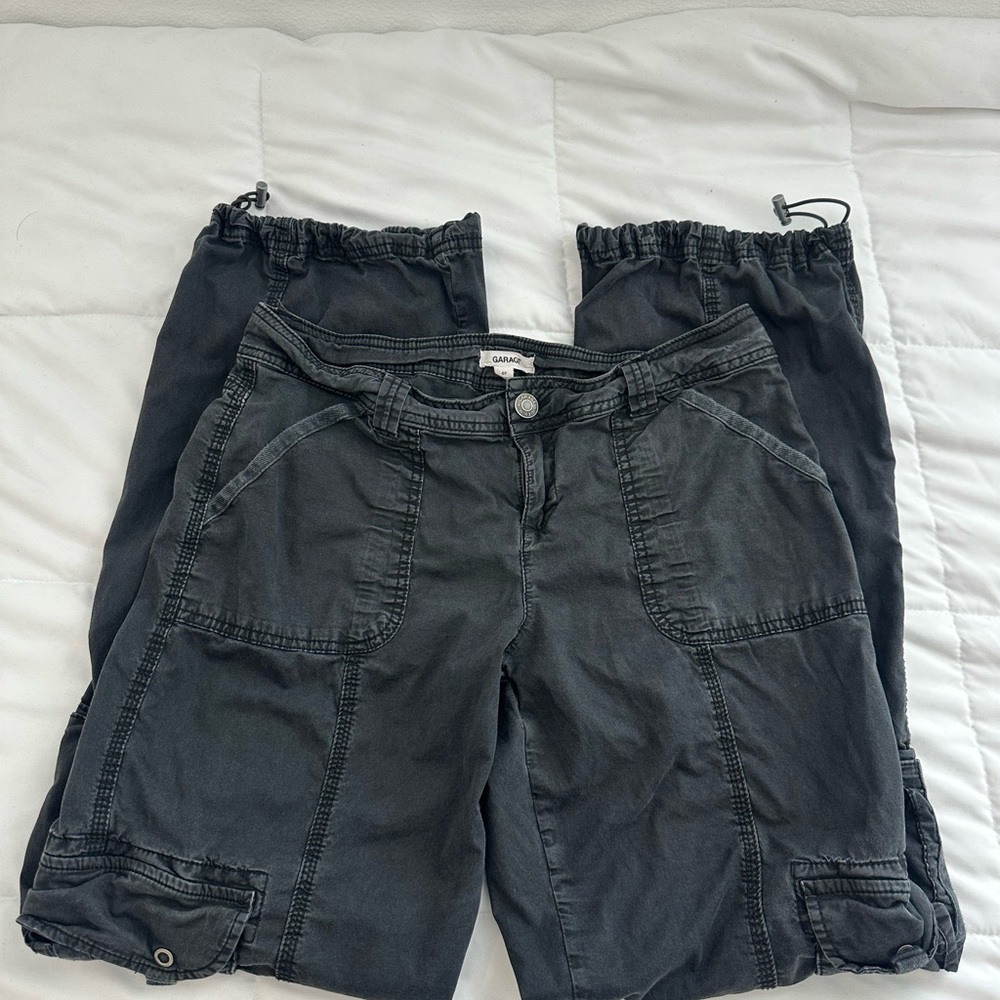 Garage Washed Black Cargo Joggers